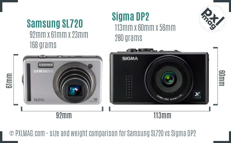 Samsung SL720 vs Sigma DP2 size comparison