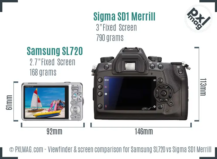Samsung SL720 vs Sigma SD1 Merrill Screen and Viewfinder comparison