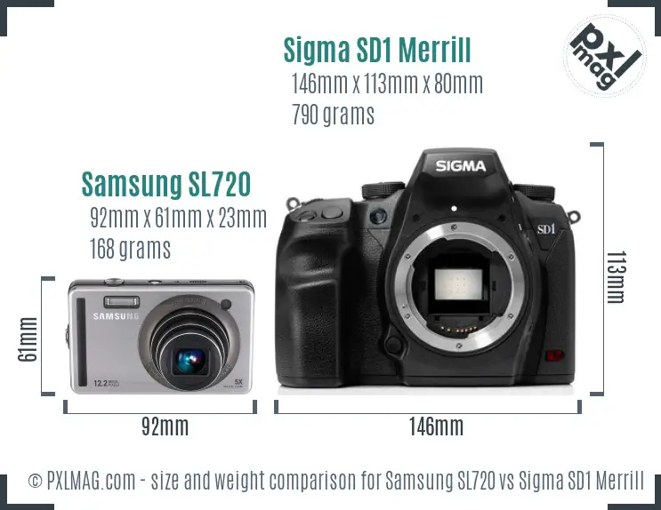 Samsung SL720 vs Sigma SD1 Merrill size comparison