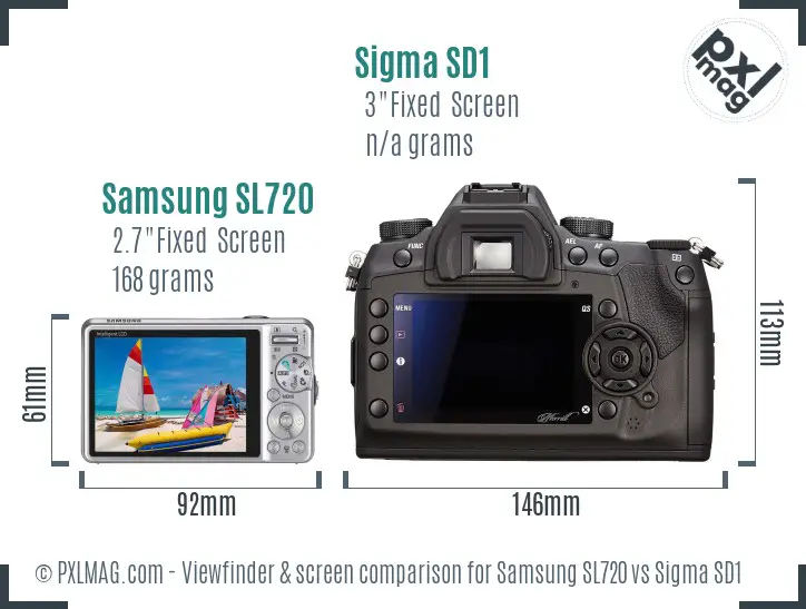 Samsung SL720 vs Sigma SD1 Screen and Viewfinder comparison