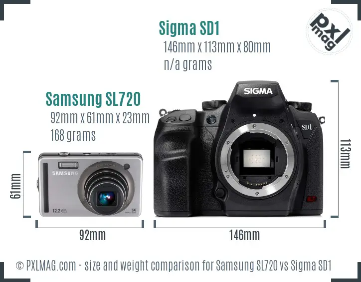 Samsung SL720 vs Sigma SD1 size comparison