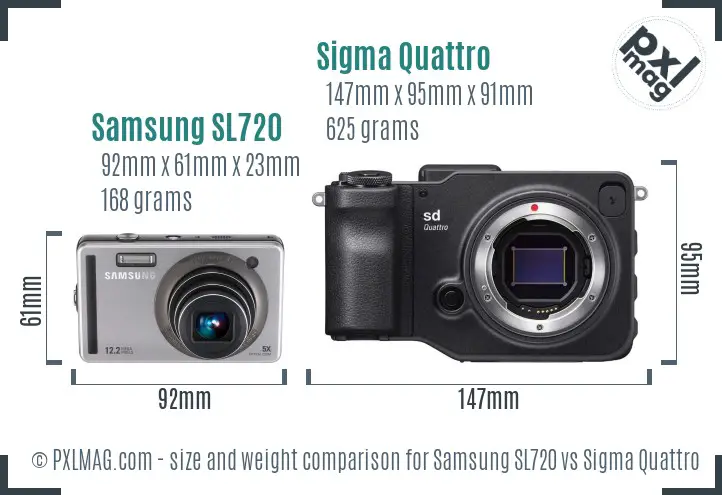 Samsung SL720 vs Sigma Quattro size comparison