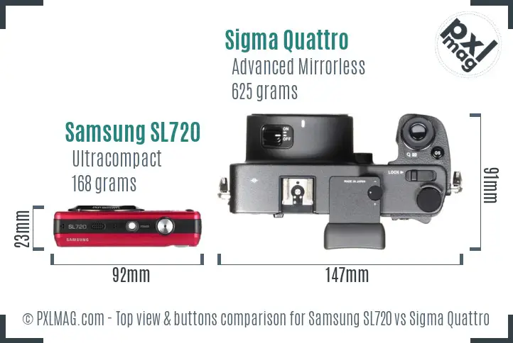 Samsung SL720 vs Sigma Quattro top view buttons comparison