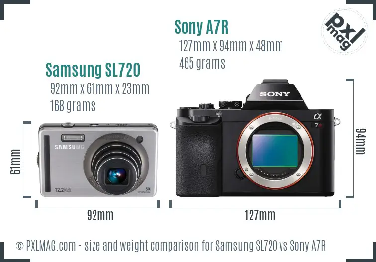 Samsung SL720 vs Sony A7R size comparison