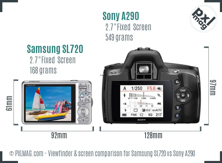 Samsung SL720 vs Sony A290 Screen and Viewfinder comparison Samsung SL720 vs Sony A290 Screen and Viewfinder comparison