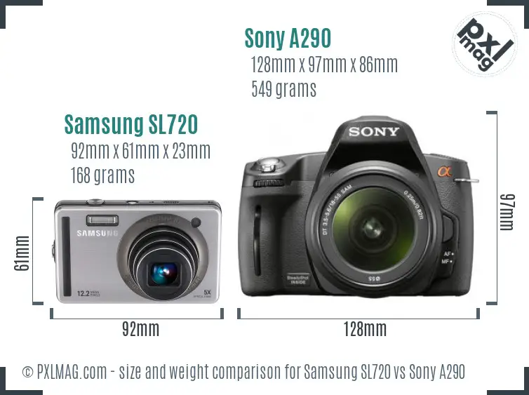 Samsung SL720 vs Sony A290 size comparison Samsung SL720 vs Sony A290 size comparison