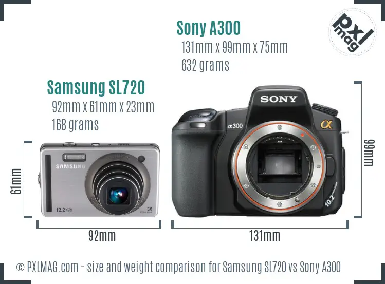 Samsung SL720 vs Sony A300 size comparison Samsung SL720 vs Sony A300 size comparison