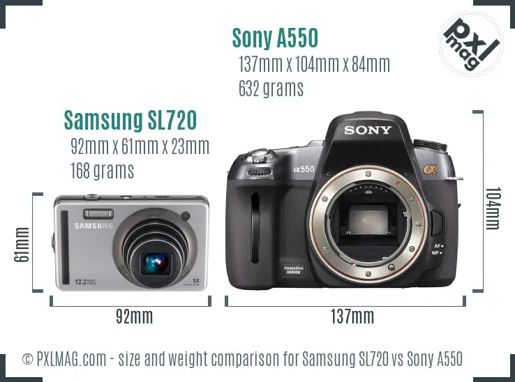 Samsung SL720 vs Sony A550 size comparison Samsung SL720 vs Sony A550 size comparison
