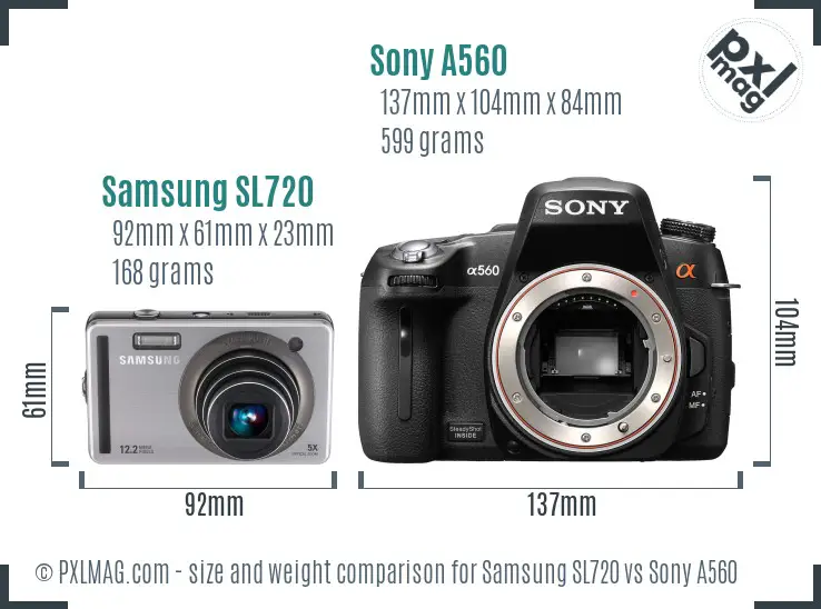 Samsung SL720 vs Sony A560 size comparison