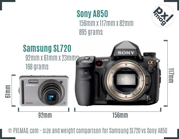 Samsung SL720 vs Sony A850 size comparison Samsung SL720 vs Sony A850 size comparison