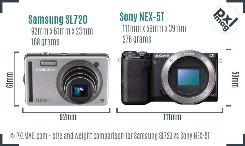 Samsung SL720 vs Sony NEX-5T size comparison Samsung SL720 vs Sony NEX-5T size comparison