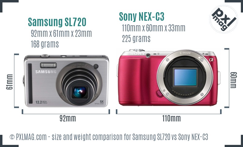 Samsung SL720 vs Sony NEX-C3 size comparison Samsung SL720 vs Sony NEX-C3 size comparison
