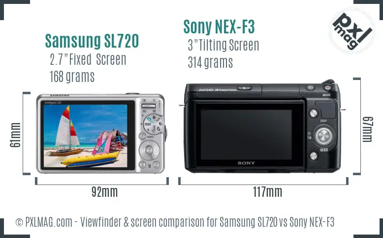 Samsung SL720 vs Sony NEX-F3 Screen and Viewfinder comparison Samsung SL720 vs Sony NEX-F3 Screen and Viewfinder comparison