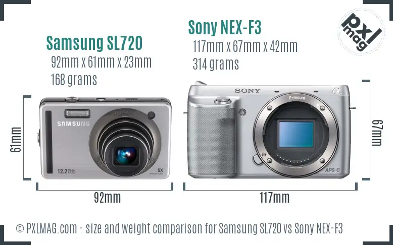 Samsung SL720 vs Sony NEX-F3 size comparison Samsung SL720 vs Sony NEX-F3 size comparison