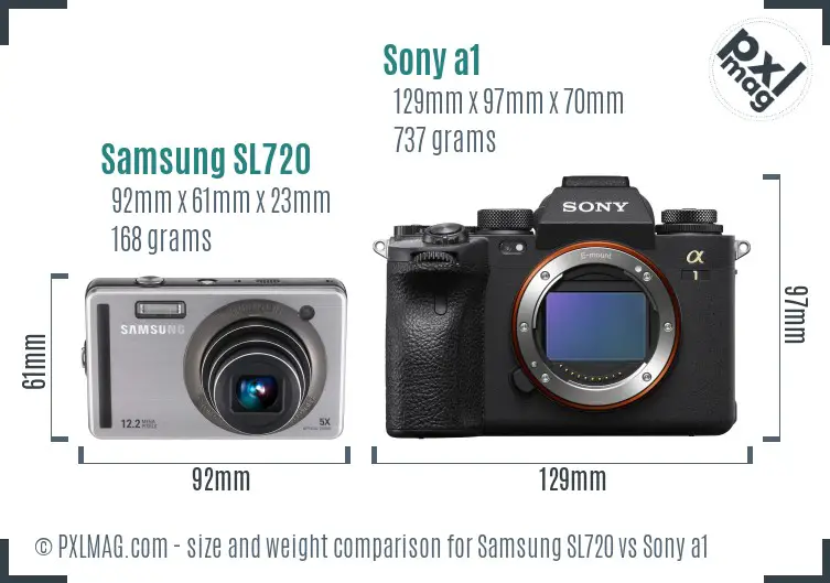 Samsung SL720 vs Sony a1 size comparison