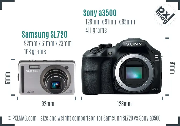 Samsung SL720 vs Sony a3500 size comparison