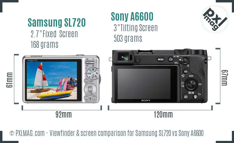 Samsung SL720 vs Sony A6600 Screen and Viewfinder comparison Samsung SL720 vs Sony A6600 Screen and Viewfinder comparison