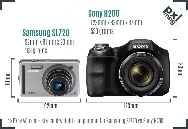 Samsung SL720 vs Sony H200 size comparison Samsung SL720 vs Sony H200 size comparison