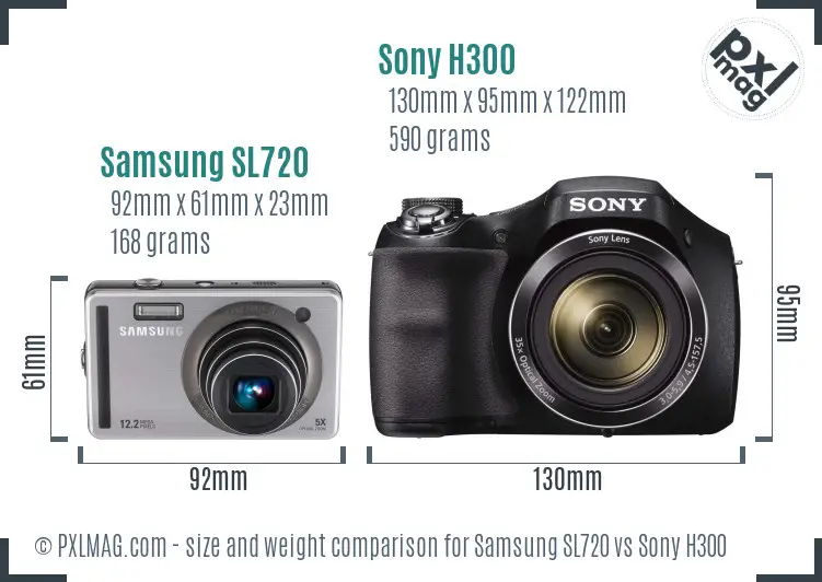 Samsung SL720 vs Sony H300 size comparison