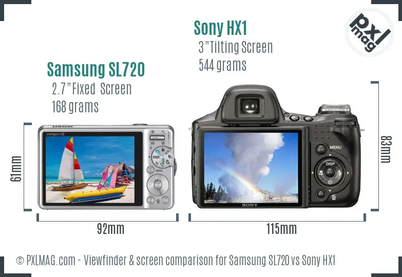 Samsung SL720 vs Sony HX1 Screen and Viewfinder comparison Samsung SL720 vs Sony HX1 Screen and Viewfinder comparison