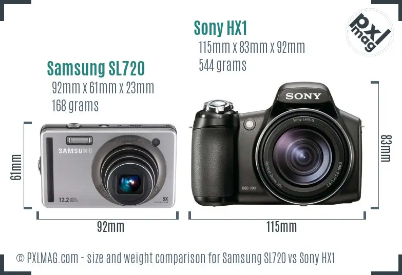 Samsung SL720 vs Sony HX1 size comparison Samsung SL720 vs Sony HX1 size comparison