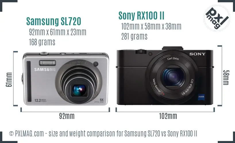 Samsung SL720 vs Sony RX100 II size comparison Samsung SL720 vs Sony RX100 II size comparison