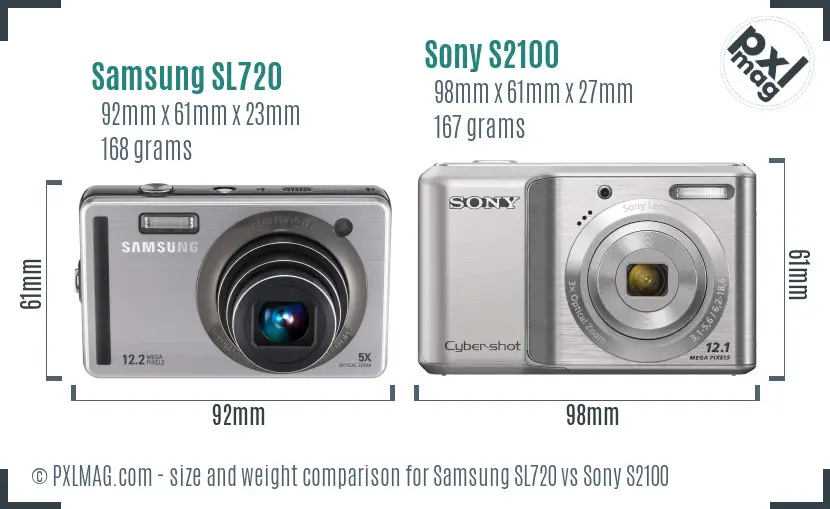 Samsung SL720 vs Sony S2100 size comparison Samsung SL720 vs Sony S2100 size comparison