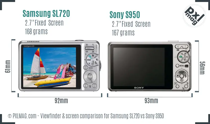 Samsung SL720 vs Sony S950 Screen and Viewfinder comparison Samsung SL720 vs Sony S950 Screen and Viewfinder comparison