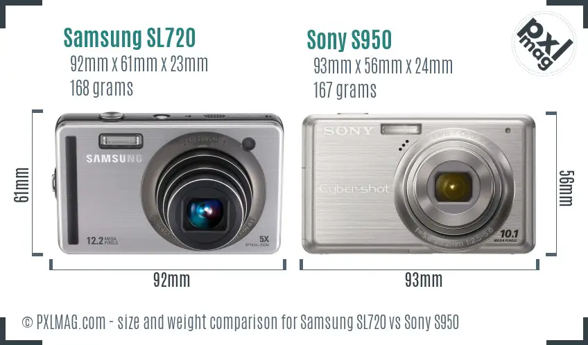 Samsung SL720 vs Sony S950 size comparison Samsung SL720 vs Sony S950 size comparison