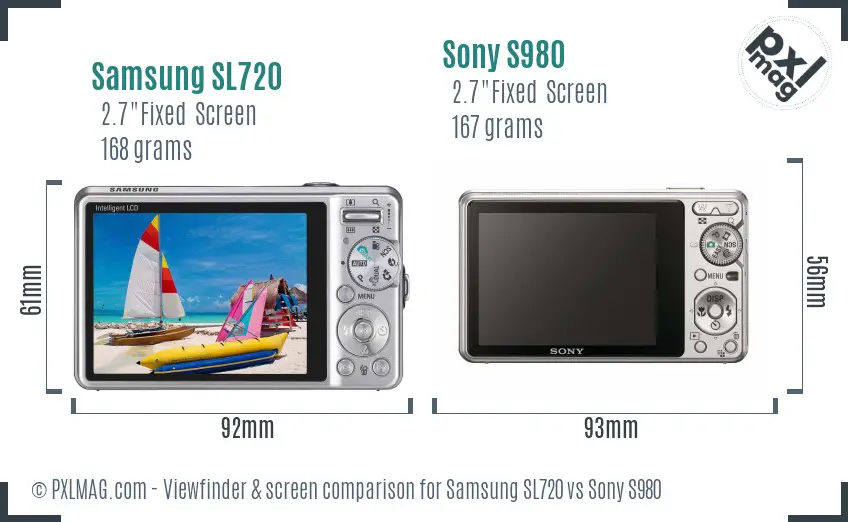 Samsung SL720 vs Sony S980 Screen and Viewfinder comparison Samsung SL720 vs Sony S980 Screen and Viewfinder comparison