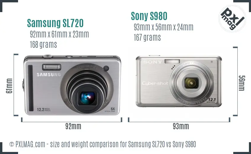 Samsung SL720 vs Sony S980 size comparison Samsung SL720 vs Sony S980 size comparison