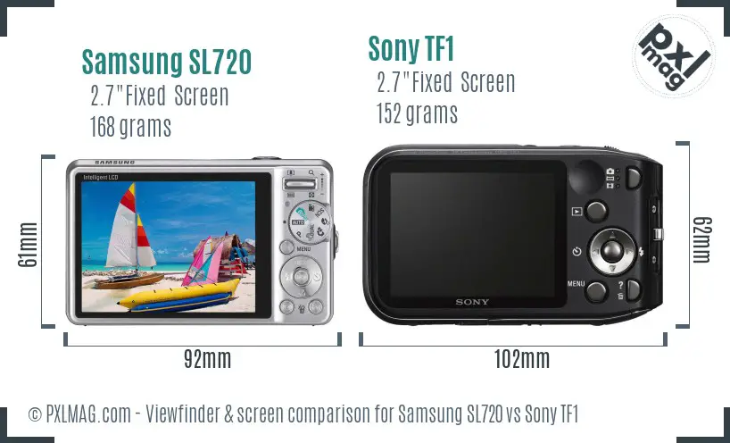 Samsung SL720 vs Sony TF1 Screen and Viewfinder comparison