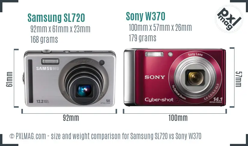 Samsung SL720 vs Sony W370 size comparison