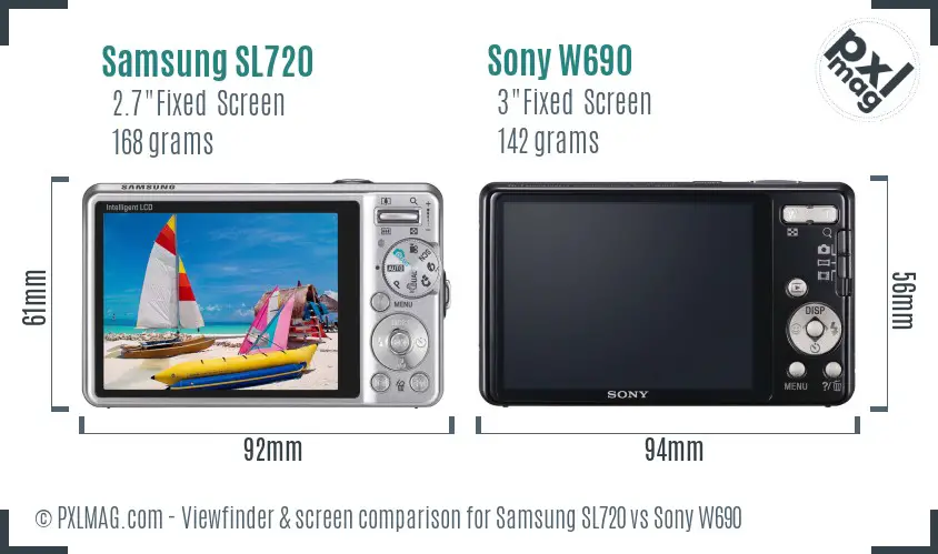 Samsung SL720 vs Sony W690 Screen and Viewfinder comparison Samsung SL720 vs Sony W690 Screen and Viewfinder comparison