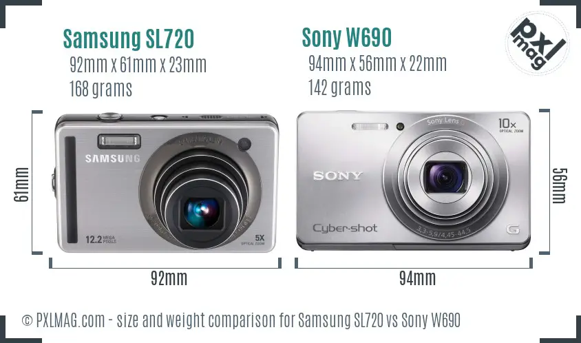 Samsung SL720 vs Sony W690 size comparison Samsung SL720 vs Sony W690 size comparison