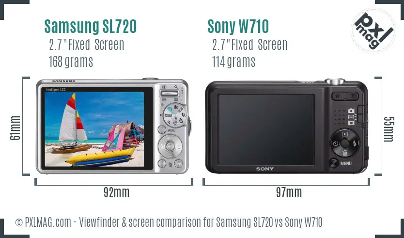 Samsung SL720 vs Sony W710 Screen and Viewfinder comparison