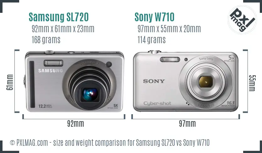Samsung SL720 vs Sony W710 size comparison Samsung SL720 vs Sony W710 size comparison