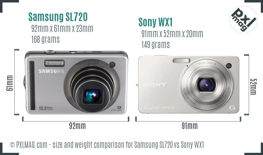 Samsung SL720 vs Sony WX1 size comparison