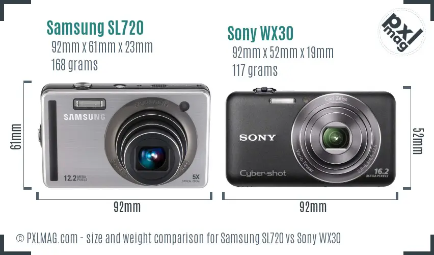 Samsung SL720 vs Sony WX30 size comparison Samsung SL720 vs Sony WX30 size comparison