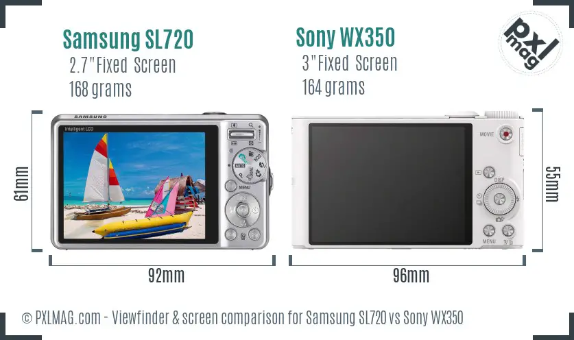 Samsung SL720 vs Sony WX350 Screen and Viewfinder comparison Samsung SL720 vs Sony WX350 Screen and Viewfinder comparison