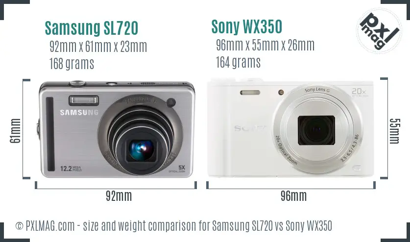 Samsung SL720 vs Sony WX350 size comparison Samsung SL720 vs Sony WX350 size comparison