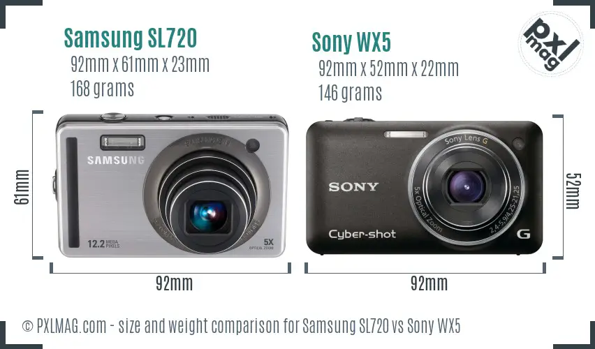 Samsung SL720 vs Sony WX5 size comparison Samsung SL720 vs Sony WX5 size comparison