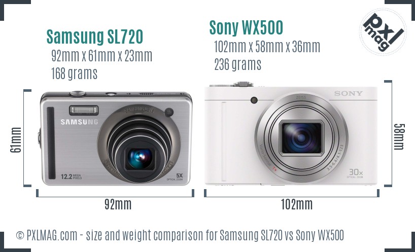 Samsung SL720 vs Sony WX500 size comparison Samsung SL720 vs Sony WX500 size comparison