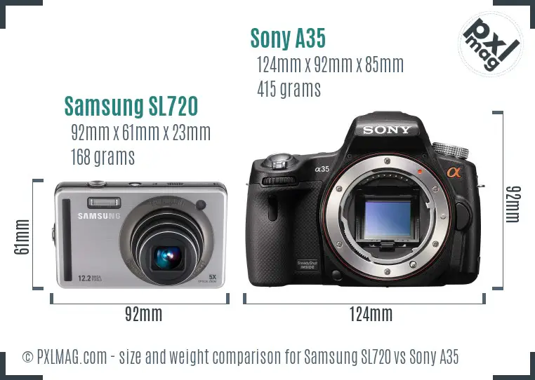 Samsung SL720 vs Sony A35 size comparison