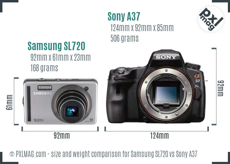 Samsung SL720 vs Sony A37 size comparison