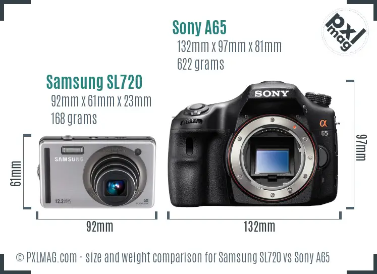 Samsung SL720 vs Sony A65 size comparison Samsung SL720 vs Sony A65 size comparison