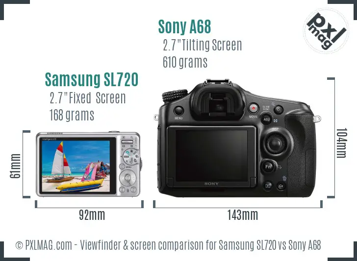 Samsung SL720 vs Sony A68 Screen and Viewfinder comparison Samsung SL720 vs Sony A68 Screen and Viewfinder comparison