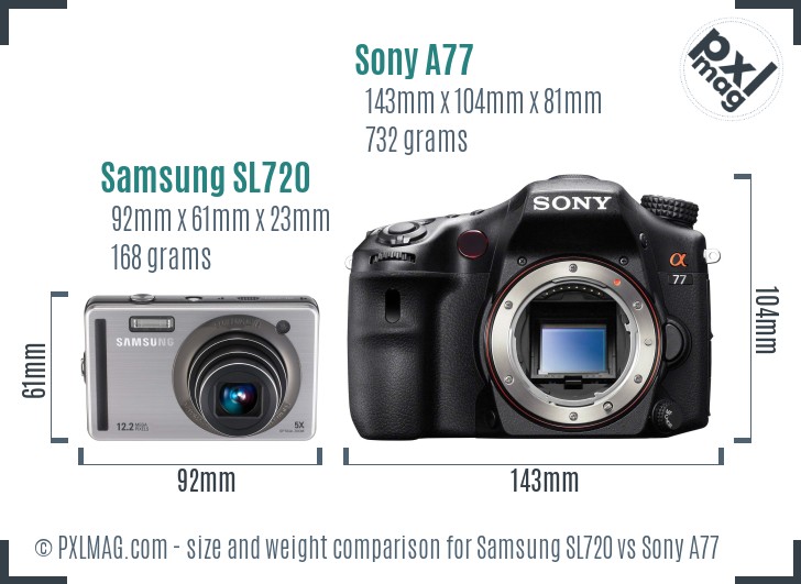 Samsung SL720 vs Sony A77 size comparison Samsung SL720 vs Sony A77 size comparison