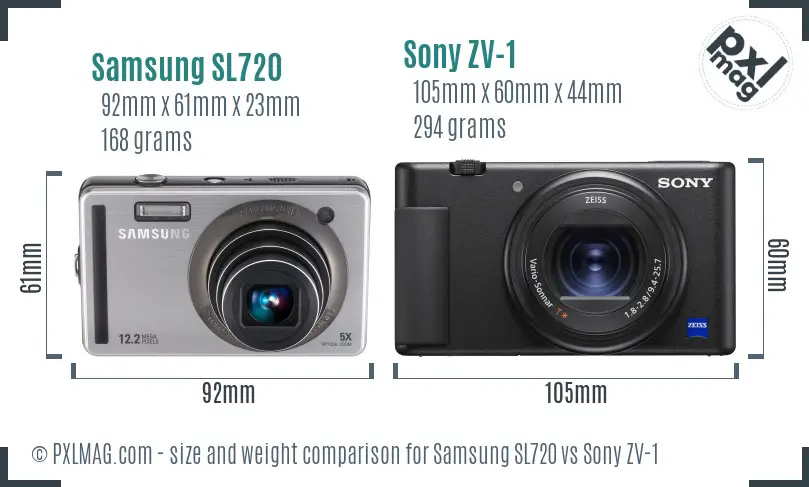 Samsung SL720 vs Sony ZV-1 size comparison Samsung SL720 vs Sony ZV-1 size comparison