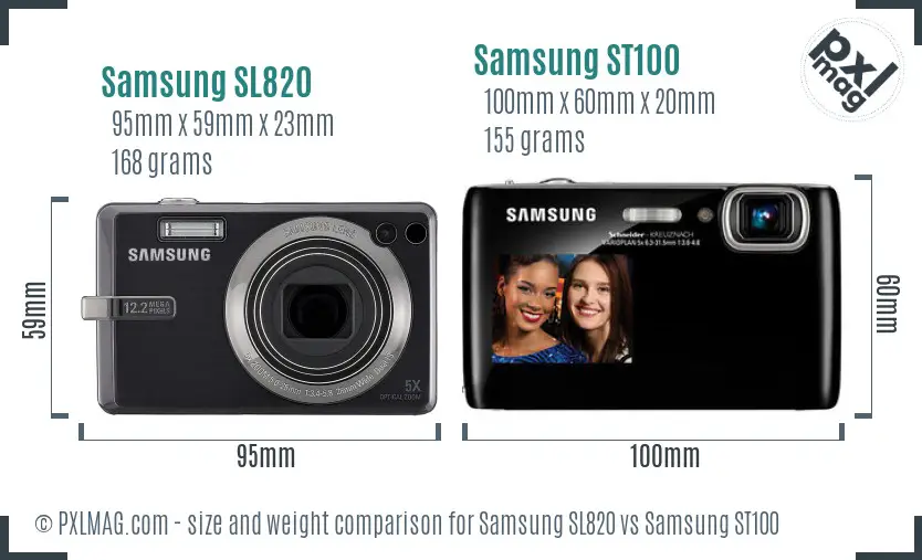 Samsung SL820 vs Samsung ST100 size comparison